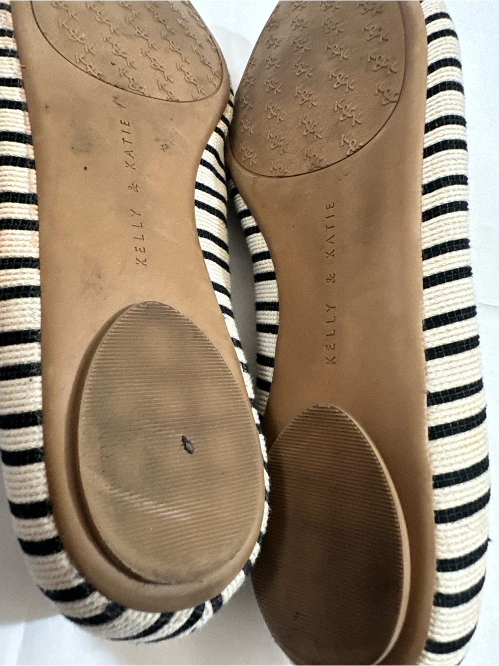 Kelly & Katie Parissa Canvas Ballet Flats black white Striped Size 11 - Picture 7 of 9